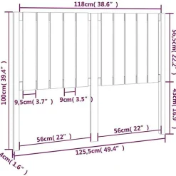 vidaXL Tête de lit Gris 125,5x4x100 cm Bois massif de pin 818862