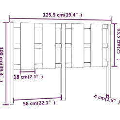 vidaXL Tête de lit Gris 125,5x4x100 cm Bois massif de pin 817982