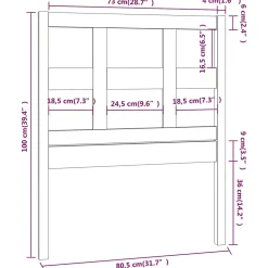 vidaXL Tête de lit Gris 80,5x4x100 cm Bois massif de pin 818897
