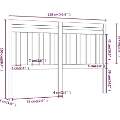 vidaXL Tête de lit Gris 126x4x100 cm Bois massif de pin 814086