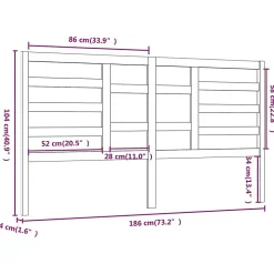 vidaXL Tête de lit Gris 186x4x104 cm Bois massif de pin 818157