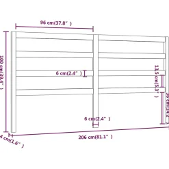 vidaXL Tête de lit Marron miel 206x4x100 cm Bois massif de pin 817663