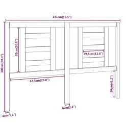 vidaXL Tête de lit Marron miel 141x4x100 cm Bois massif de pin 818818