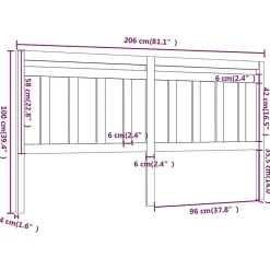 vidaXL Tête de lit Marron miel 206x4x100 cm Bois massif de pin 814117