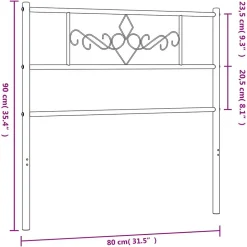 vidaXL Tête de lit métal blanc 75 cm 355342