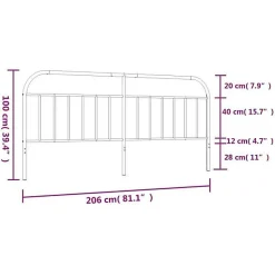 vidaXL Tête de lit métal noir 200 cm 353673