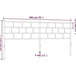 vidaXL Tête de lit métal noir 193 cm 355696