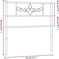 vidaXL Tête de lit métal noir 100 cm 355296