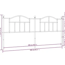 vidaXL Tête de lit métal noir 200 cm 353477