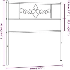 vidaXL Tête de lit métal noir 75 cm 355293