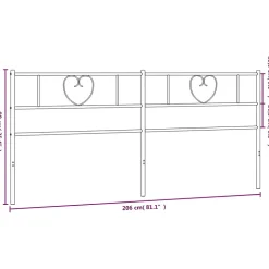 vidaXL Tête de lit métal noir 200 cm 355501