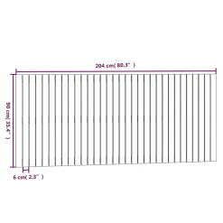 vidaXL Tête de lit murale Gris 204x3x90 cm Bois massif de pin 824880