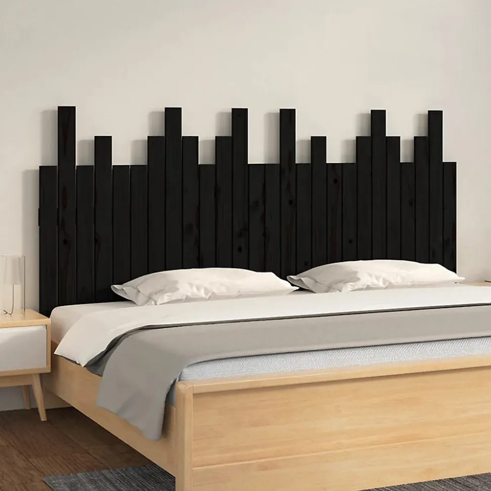vidaXL Tête de lit murale Noir 166x3x80 cm Bois massif de pin 824812