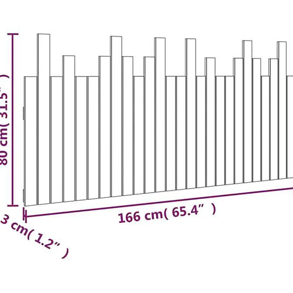 vidaXL Tête de lit murale Noir 166x3x80 cm Bois massif de pin 824812