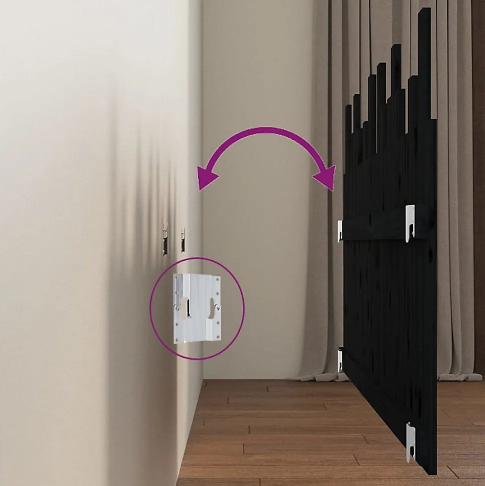 vidaXL Tête de lit murale Noir 166x3x80 cm Bois massif de pin 824812