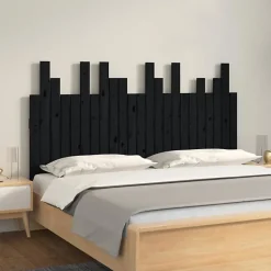vidaXL Tête de lit murale Noir 146,5x3x80 cm Bois massif de pin 824797