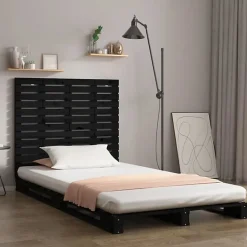vidaXL Tête de lit murale Noir 126x3x91,5 cm Bois massif de pin 824682