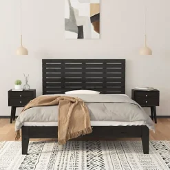 vidaXL Tête de lit murale Noir 126x3x63 cm Bois massif de pin 824732
