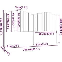 vidaXL Tête de lit Noir 206x4x110 cm Bois massif de pin 818494
