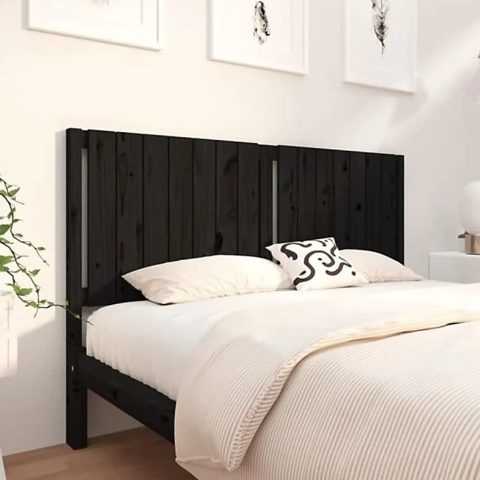 vidaXL Tête de lit Noir 165,5x4x100 cm Bois massif de pin 818884