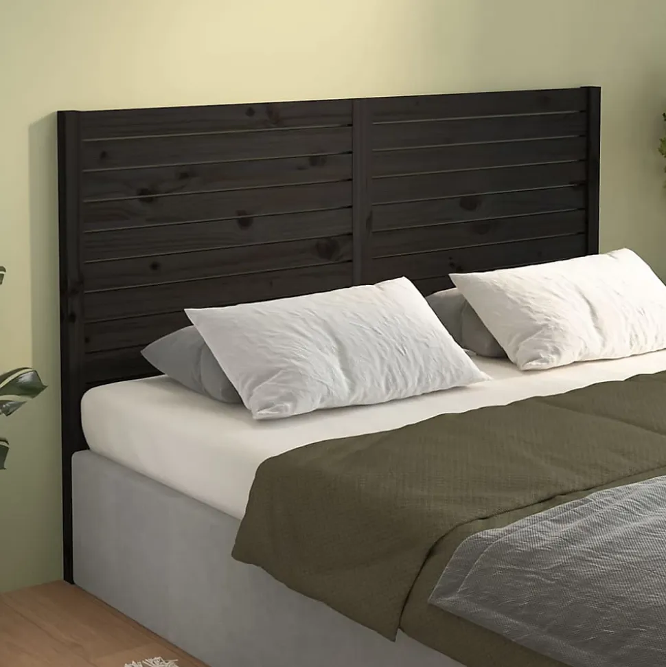 vidaXL Tête de lit Noir 146x4x100 cm Bois massif de pin 819024