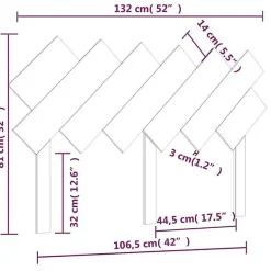 vidaXL Tête de lit Noir 132x3x81 cm Bois massif de pin 819219