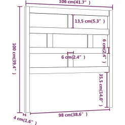 vidaXL Tête de lit Noir 106x4x100 cm Bois massif de pin