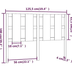vidaXL Tête de lit Noir 125,5x4x100 cm Bois massif de pin 817984