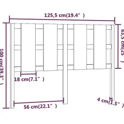 vidaXL Tête de lit Noir 125,5x4x100 cm Bois massif de pin 817984