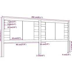 vidaXL Tête de lit Noir 206x4x100 cm Bois massif de pin 818794