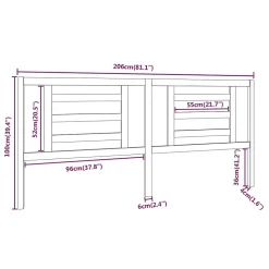 vidaXL Tête de lit Noir 206x4x100 cm Bois de pin massif 818844