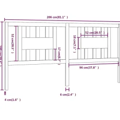 vidaXL Tête de lit Noir 206x4x100 cm Bois massif de pin 818694