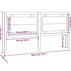 vidaXL Tête de lit 185,5x4x100 cm Bois massif de pin 817955
