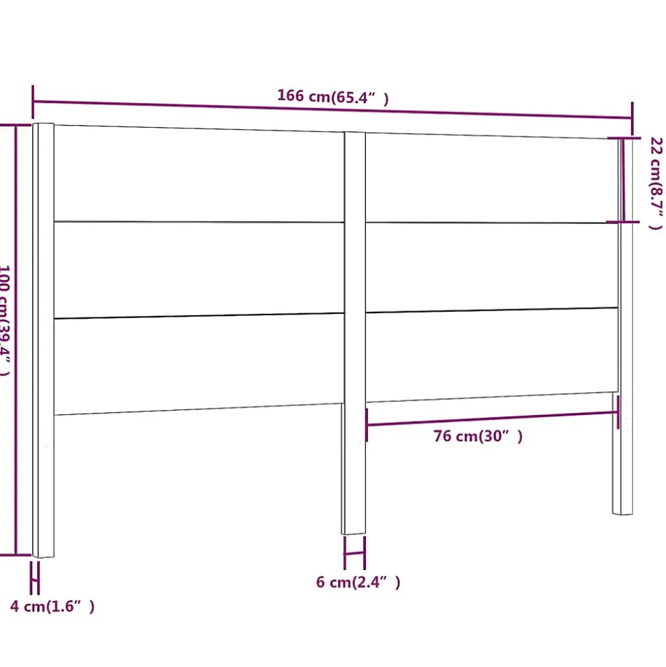 vidaXL Tête de lit 166x4x100 cm Bois massif de pin 818730
