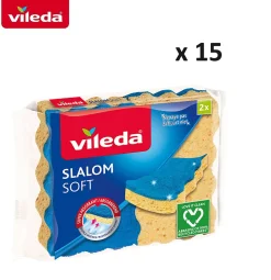 Vileda - Pack de 15 x 2 - Eponges en viscose Slalom Soft - 30 éponges