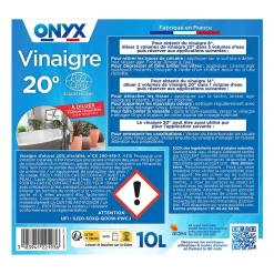 Vinaigre 20° Onyx formule concentrée 10L