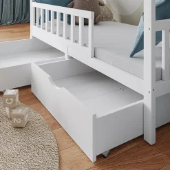 Vitalispa Lit cabane Blanc 80x160 cm avec 2 tiroirs et matelas