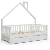 Vitalispa Lit cabane Blanc 80x160 cm avec 2 tiroirs