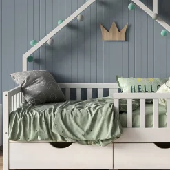 Vitalispa Lit cabane Blanc 80x160 cm avec 2 tiroirs