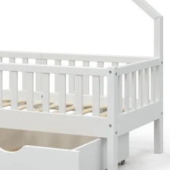 Vitalispa Lit cabane Blanc 80x160 cm avec 2 tiroirs