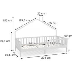 Vitalispa Lit cabane Blanc 90x200 cm