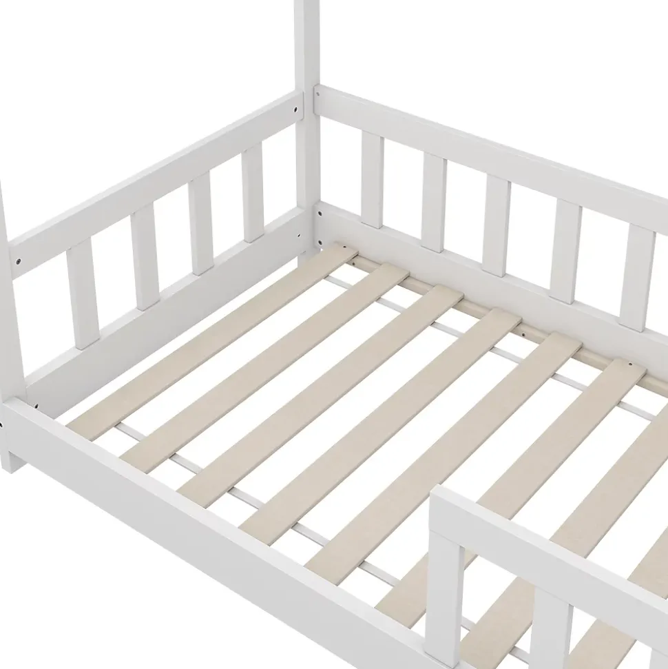 Vitalispa Lit cabane Blanc 80x160 cm avec protection anti-chute