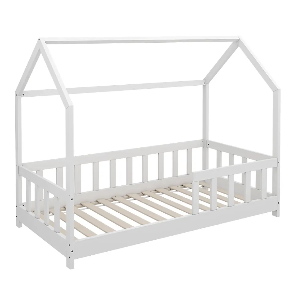 Vitalispa Lit cabane Blanc 80x160 cm avec protection anti-chute
