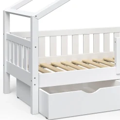 Vitalispa Lit cabane Blanc 80x160 cm avec 2 tiroirs