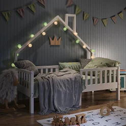 Vitalispa Lit cabane Blanc 80x160 cm avec matelas