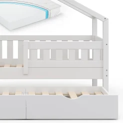 Vitalispa Lit cabane Blanc 80x160 cm avec lit dappoint et matelas