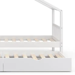 Vitalispa Lit cabane Blanc 90x200 cm avec lit dappoint