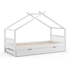 Vitalispa Lit cabane Blanc 90x200 cm avec lit dappoint