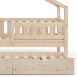 Vitalispa Lit cabane Naturel bois 80x160 cm avec lit dappoint