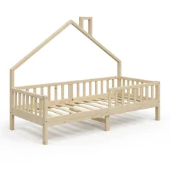 Vitalispa Lit de maison Naturel bois 90x200 cm